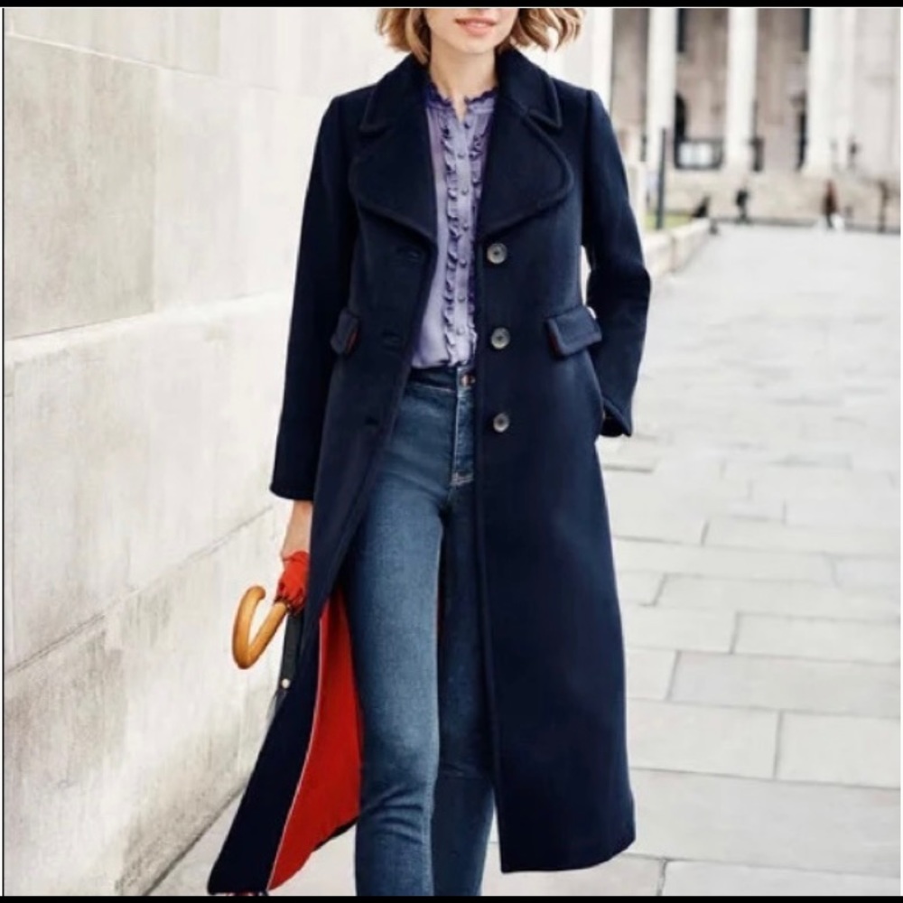 🏷 NWT Boden Farleigh Coat Navy blue & Red Size 16